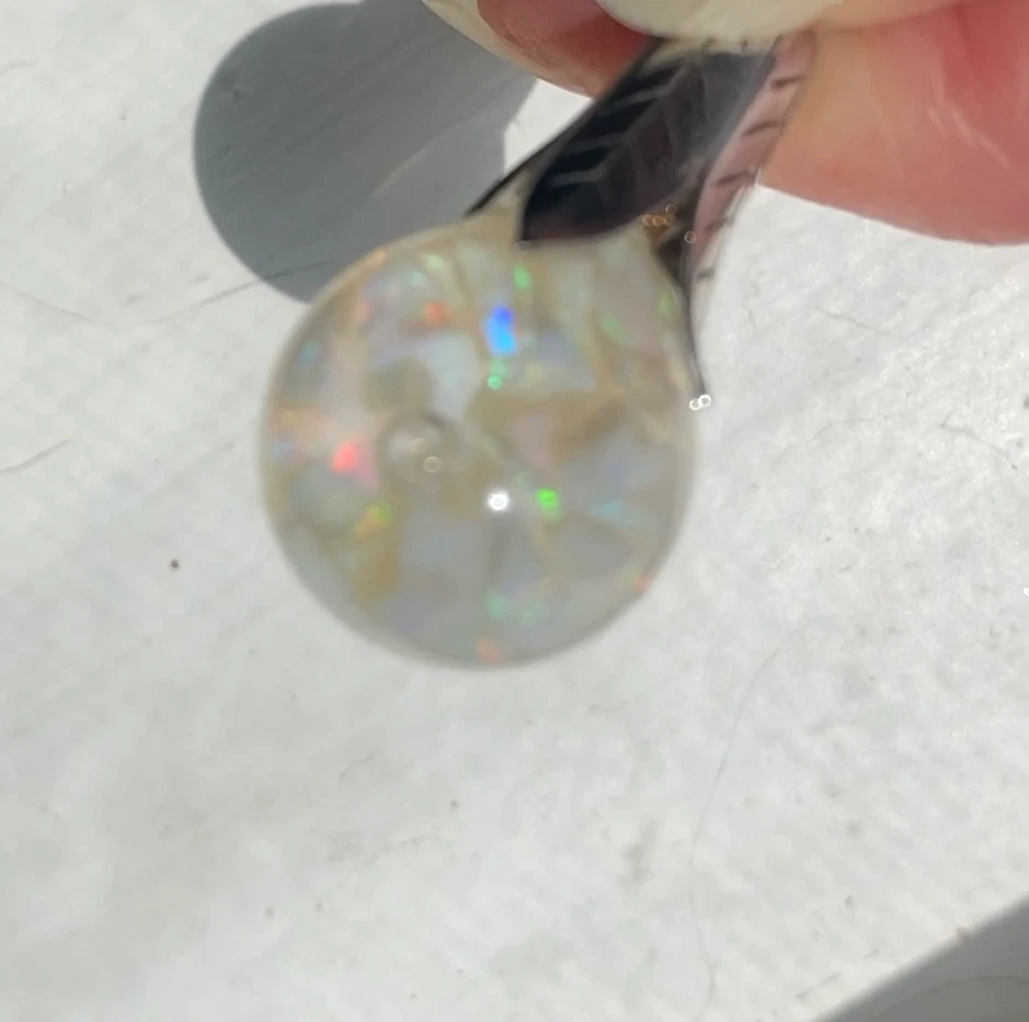 Vintage floating opal sterling silver pendant necklace with liquid filled glass orb and 24 inch chain