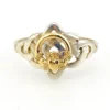 Vintage sterling silver and estimated 8k gold Claddagh ring with crowned heart and Celtic openwork shoulders