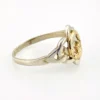 Vintage sterling silver and estimated 8k gold Claddagh ring with crowned heart and Celtic openwork shoulders