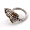Vintage sterling silver dolphin bypass ring with carved figural details and dark patina.