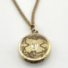 Tiny antique Victorian round initial D locket necklace with chased cover and 1/10 14K gold filled tight curb chain