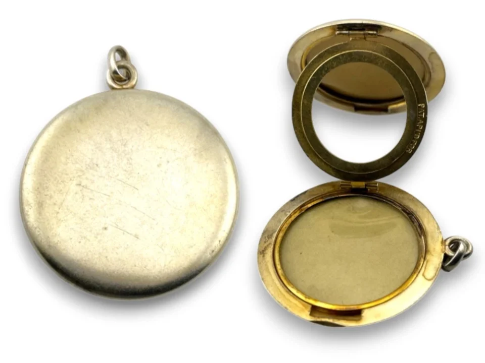 Vintage 1940s Sterling Silver Round Family Locket L&M Pat Appld For