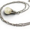 Vintage floating opal sterling silver pendant necklace with liquid filled glass orb and 24 inch chain