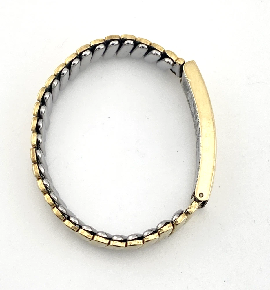 Vintage Foster 1/20 12K gold filled top ID locket expansion bracelet inscribed Fran and All My Love Bob with puppy dog maker’s mark