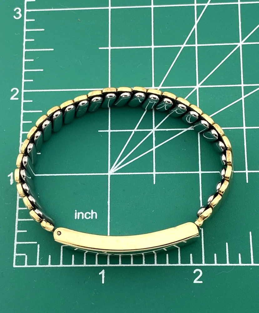 Vintage Foster 1/20 12K gold filled top ID locket expansion bracelet inscribed Fran and All My Love Bob with puppy dog maker’s mark