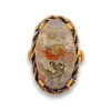 Vintage gold filled Crazy Lace Agate ring with oval cabochon and earthy natural pattern