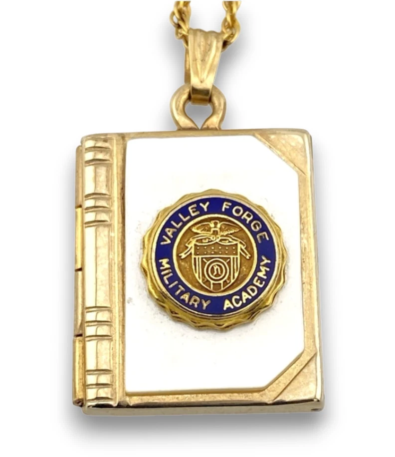 Vintage HFB Valley Forge Military Academy Book Locket Necklace