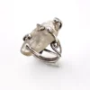 Vintage Modernist Brutalist sterling silver studio ring with a large tumbled amethyst pebble and hand wrought scroll setting.