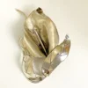 Vintage Modernist sterling silver calla lily brooch signed PA Reg with dimensional handmade leaves and heavy patina.