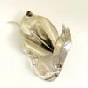 Vintage Modernist sterling silver calla lily brooch signed PA Reg with dimensional handmade leaves and heavy patina.