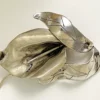 Vintage Modernist sterling silver calla lily brooch signed PA Reg with dimensional handmade leaves and heavy patina.