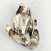 Vintage Modernist sterling silver calla lily brooch signed PA Reg with dimensional handmade leaves and heavy patina.