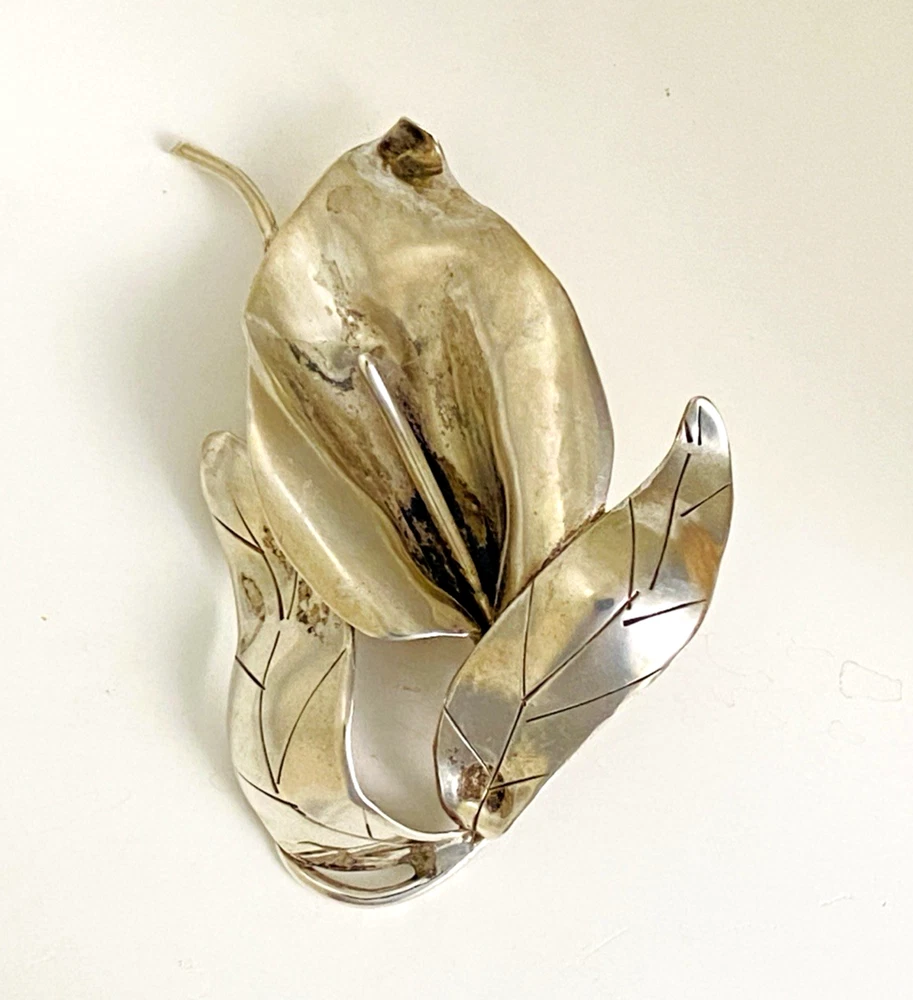 Modernist Sterling Silver Calla Lily Brooch