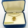 Vintage new old stock PPC 14K gold filled engraved oval locket necklace in original blue box with sealed 18 inch chain