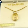 Vintage new old stock PPC 14K gold filled engraved oval locket necklace in original blue box with sealed 18 inch chain