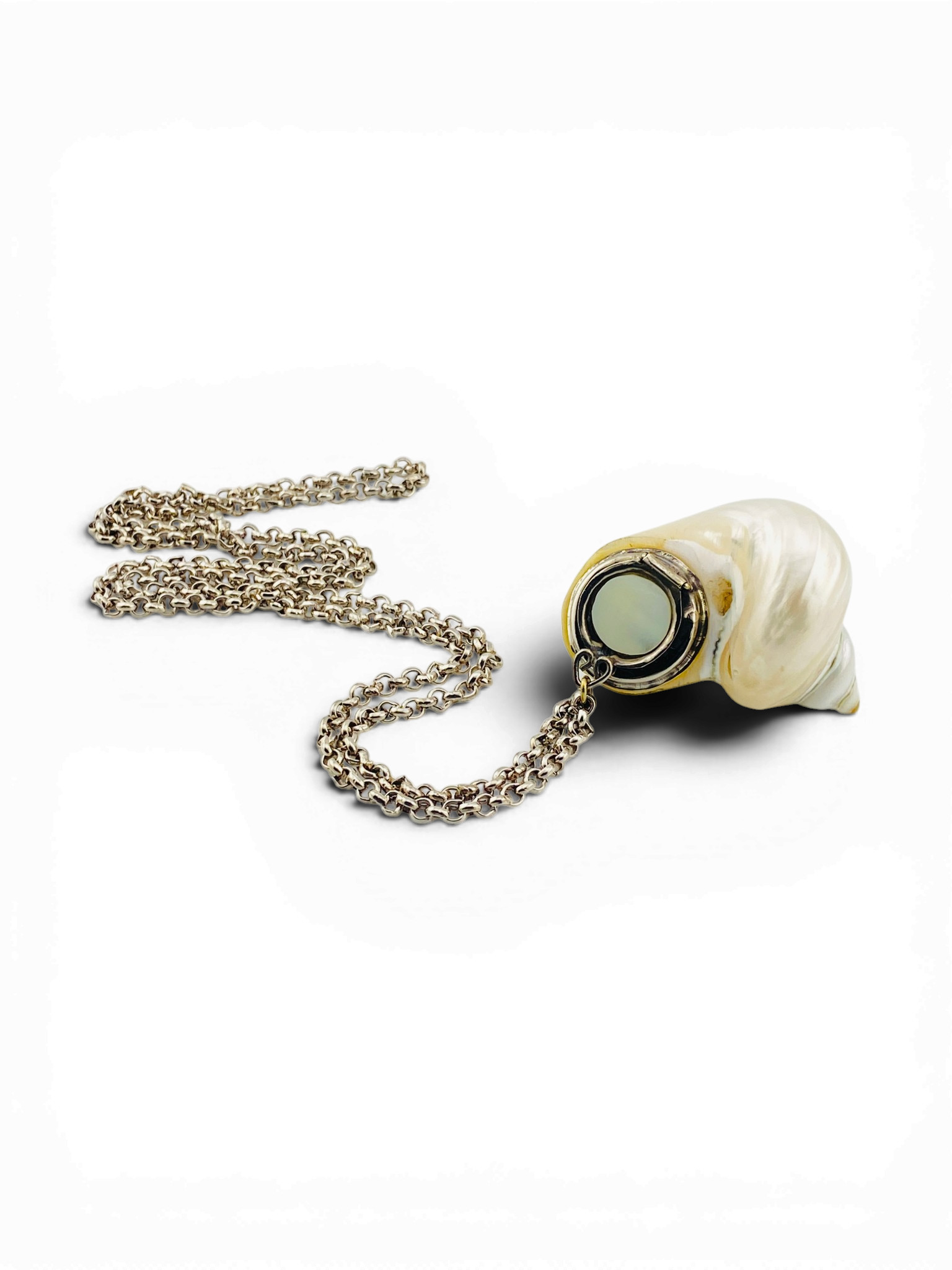 Vintage Real Shell Locket Necklace Secret Box Pendant
