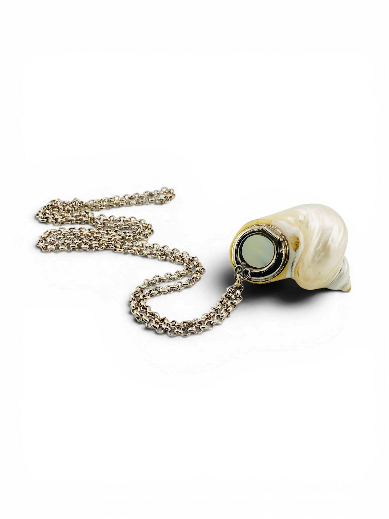 Vintage Real Shell Locket Necklace Secret Box Pendant