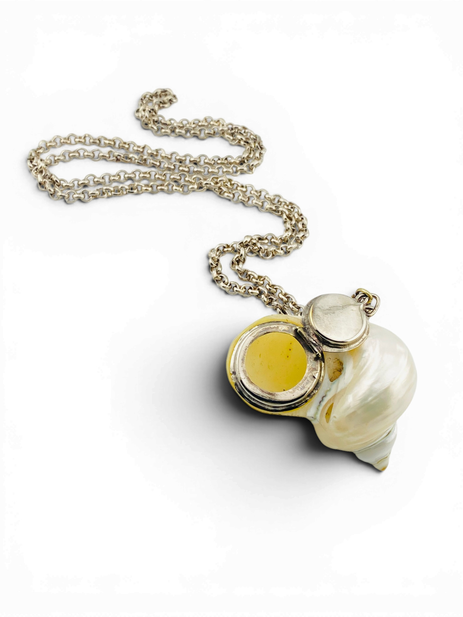 Vintage Real Shell Locket Necklace Secret Box Pendant