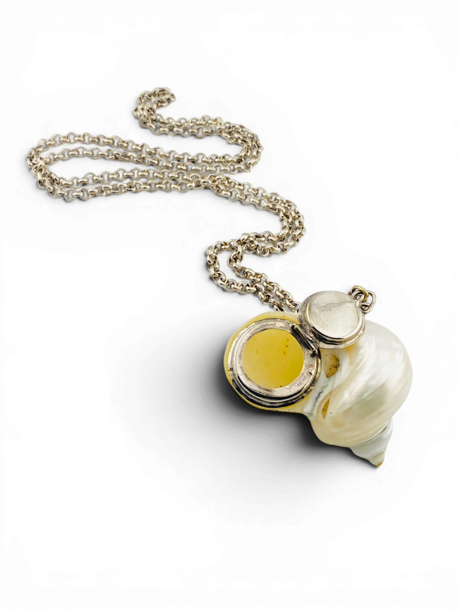 Vintage Real Shell Locket Necklace Secret Box Pendant