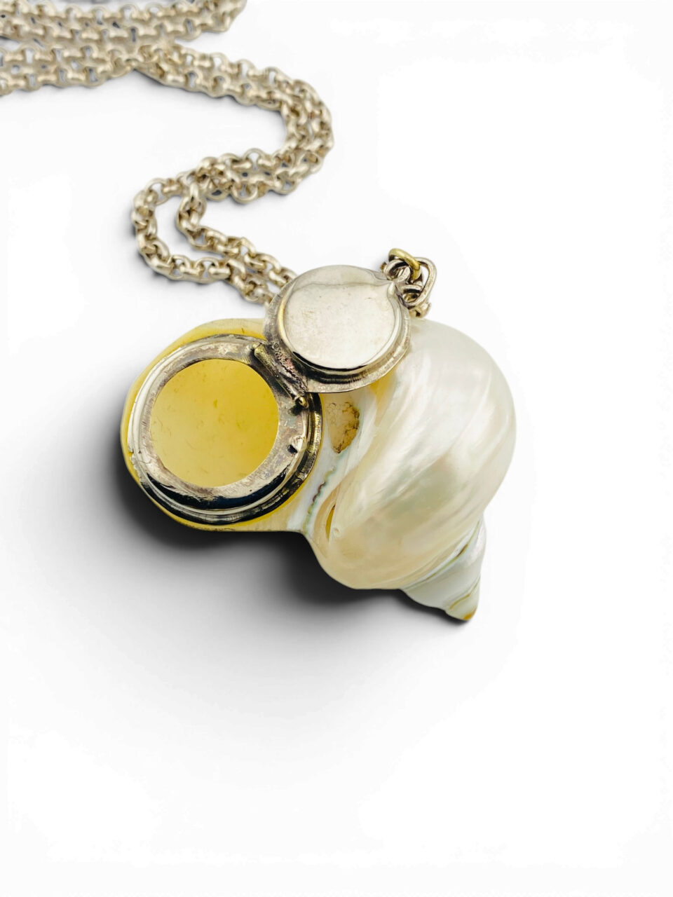 Vintage Real Shell Locket Necklace Secret Box Pendant