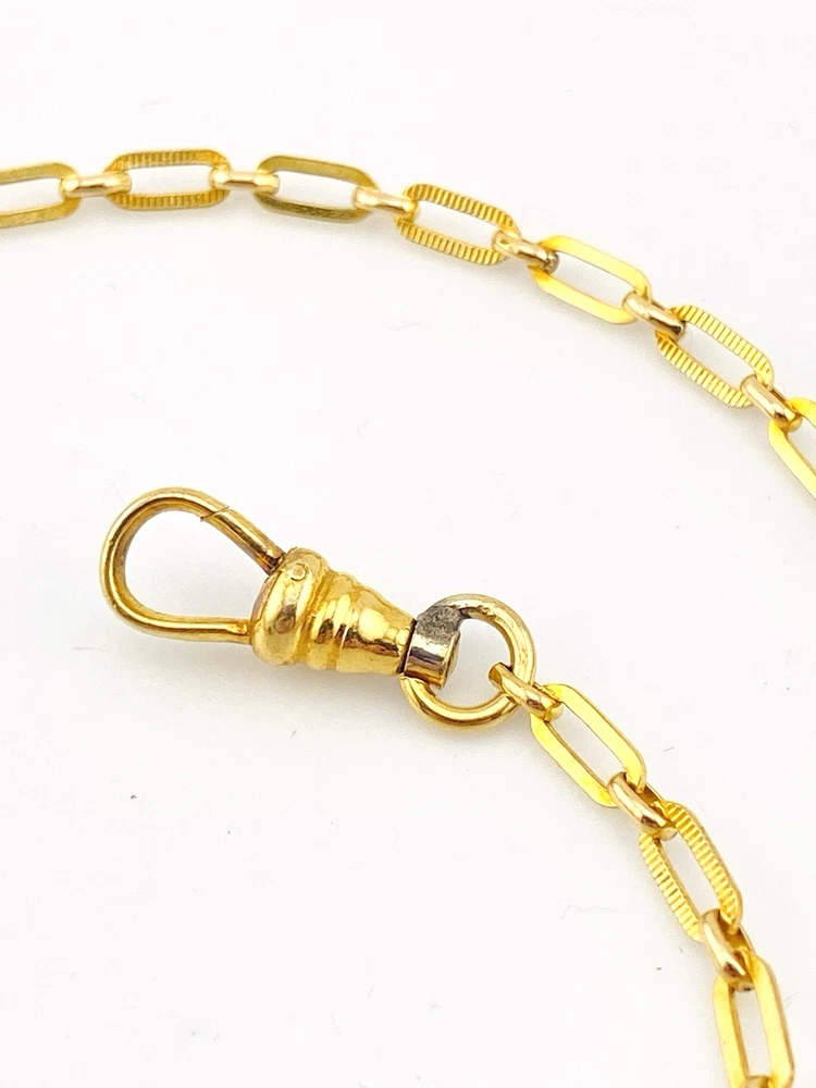 1930s gold filled pocket watch chain with dog clip