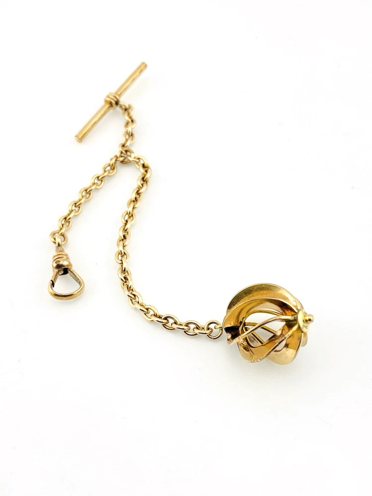 Victorian gold filled spiral orb watch chain fob
