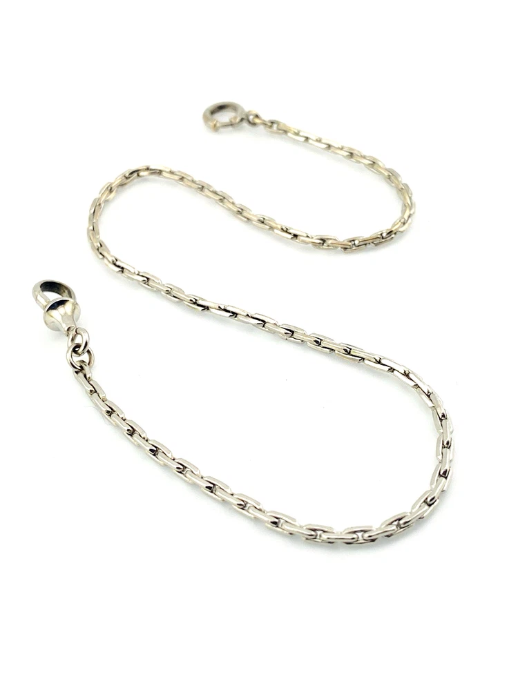 White Gold Filled Anchor Link Pocket Watch Chain