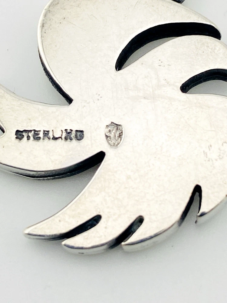 Sterling silver phoenix bird in flight necklace
