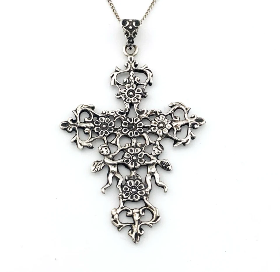 Guglielmo Cini Sterling Silver Putti Cross Pendant