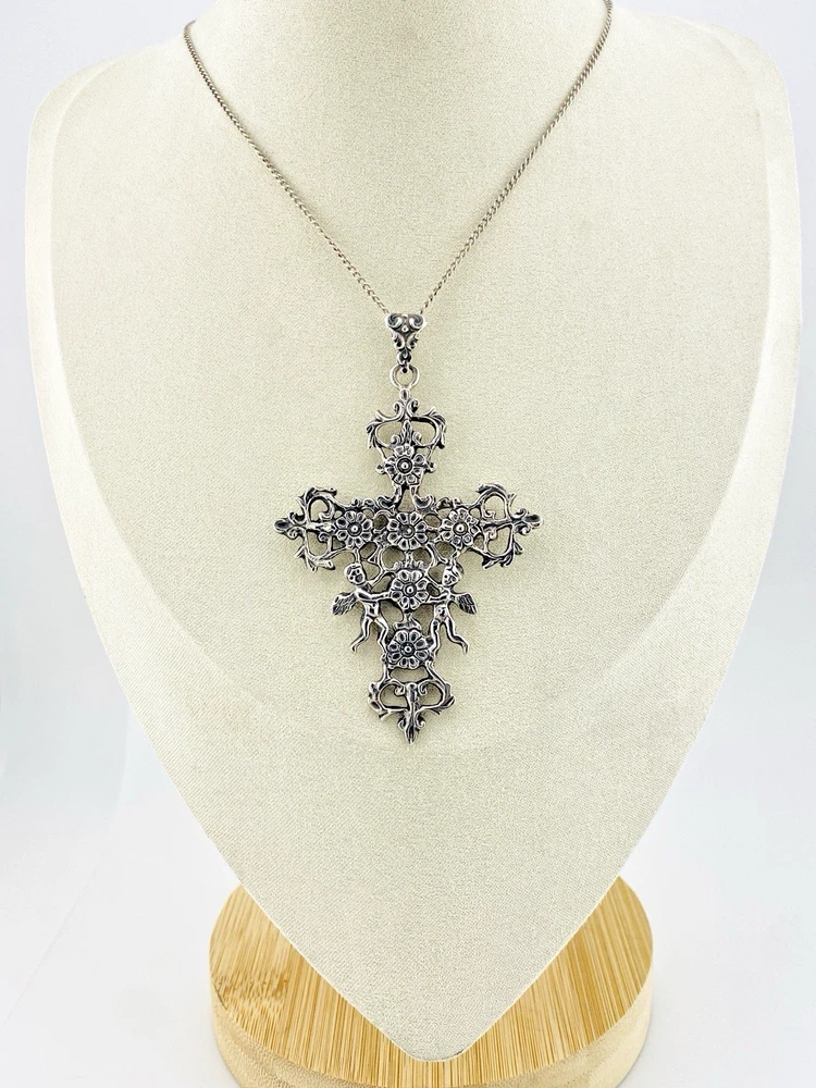 Guglielmo Cini Sterling Silver Putti Cross Pendant