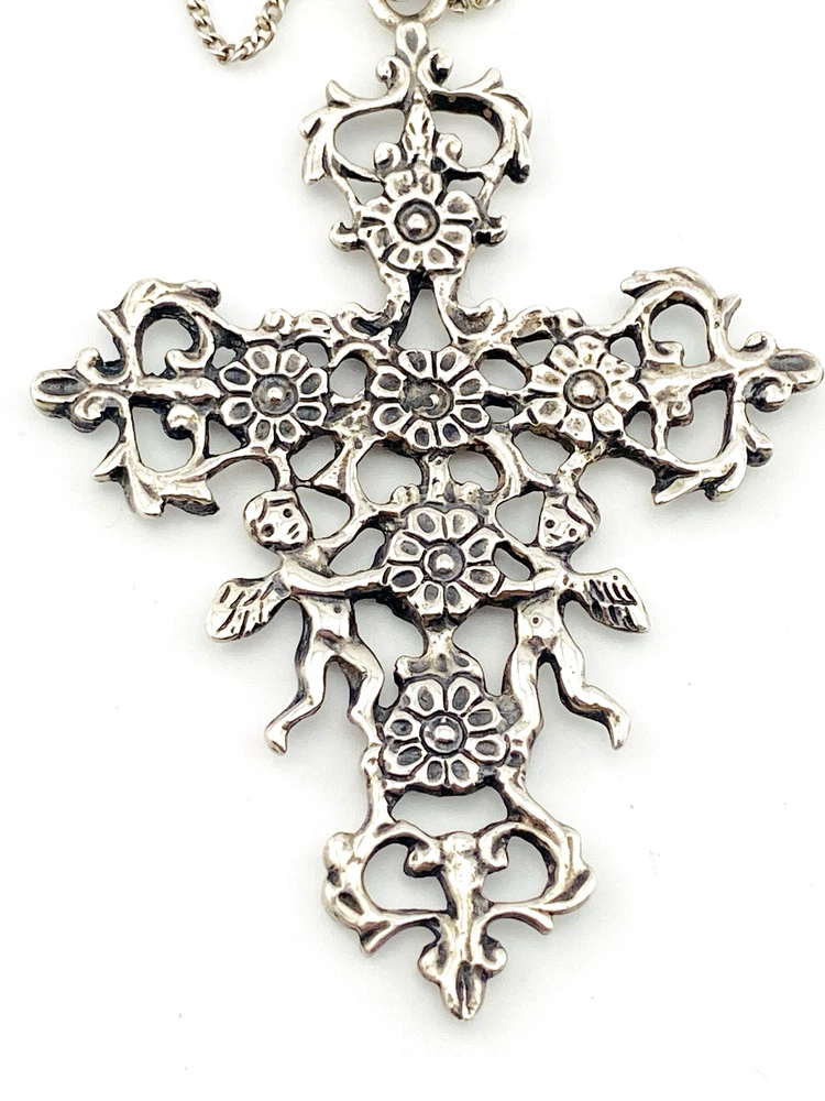 Guglielmo Cini Sterling Silver Putti Cross Pendant