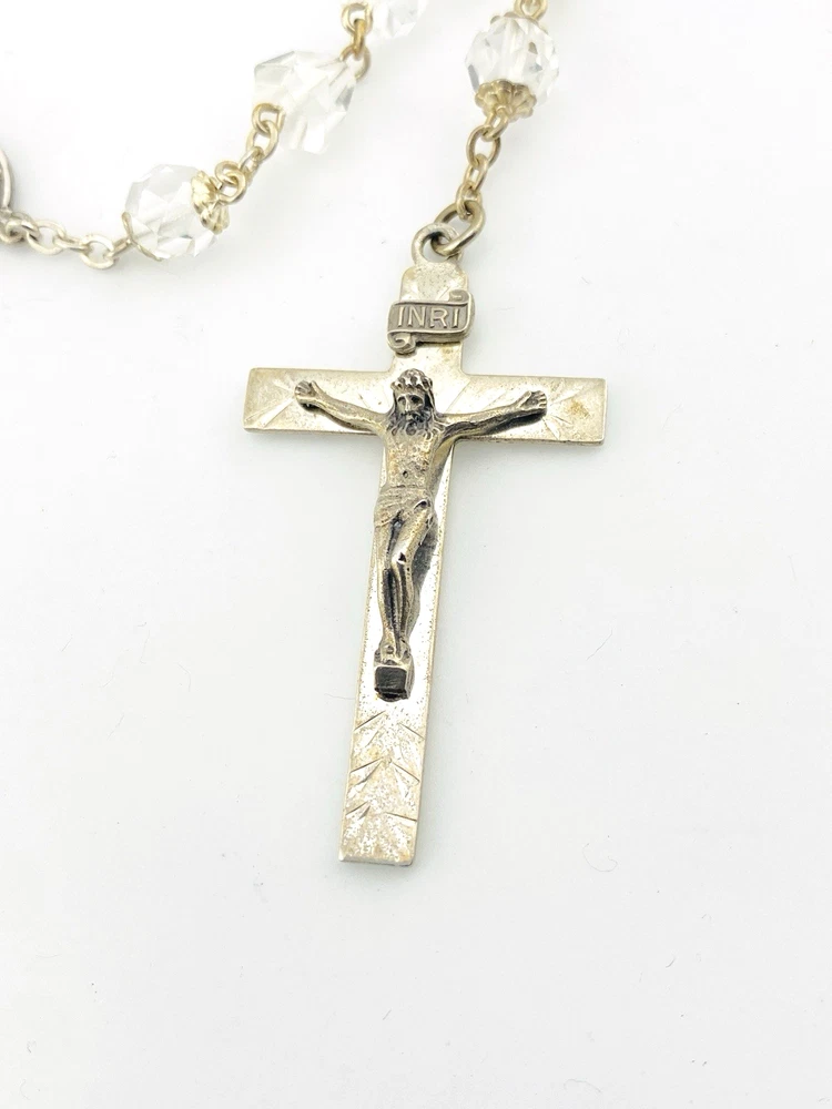 Simmons sterling silver quartz crystal rosary