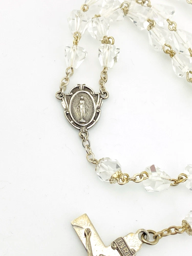 Simmons sterling silver quartz crystal rosary