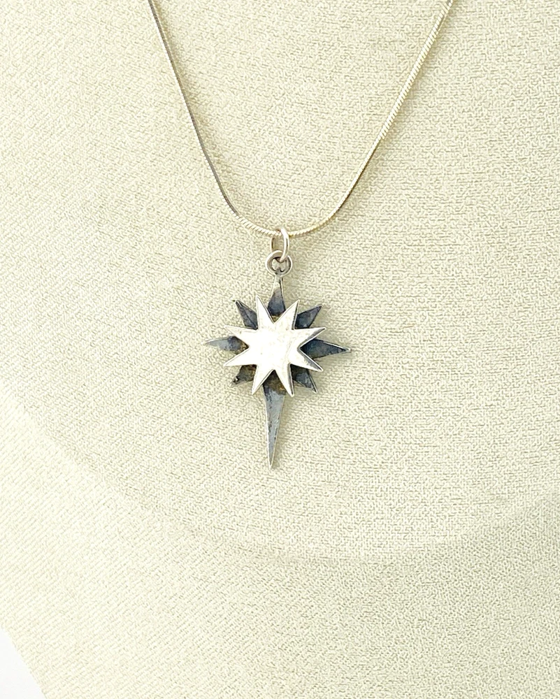 Sterling silver North Star pendant necklace