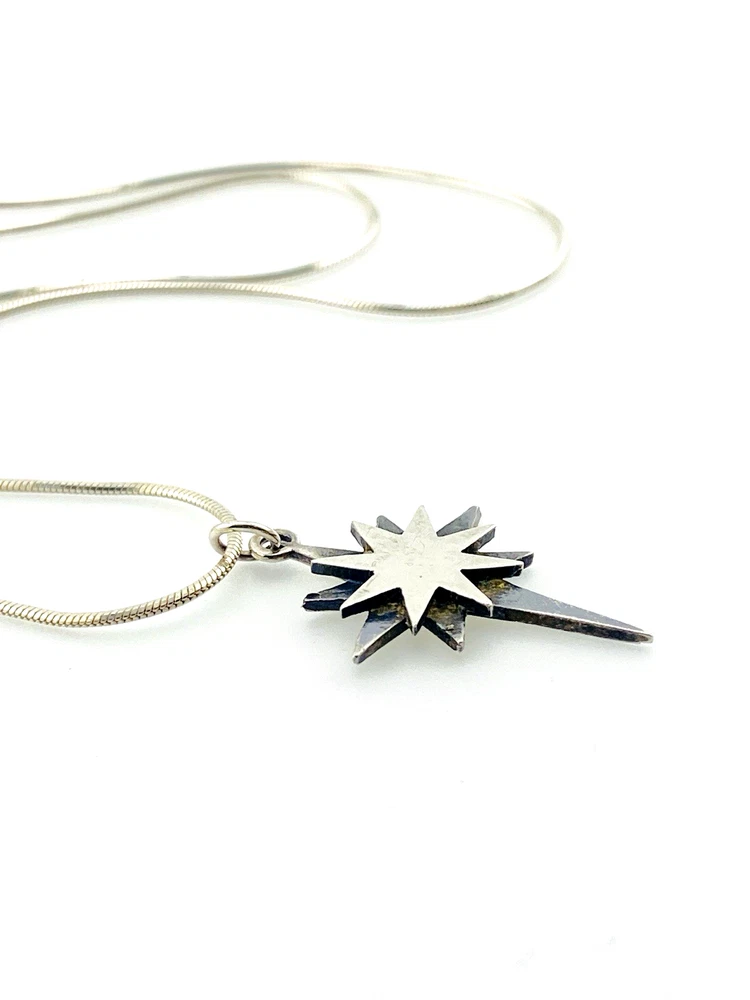 Sterling silver North Star pendant necklace