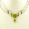 Sterling Silver Green Turquoise Multi Strand Liquid Silver Necklace
