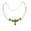 Sterling Silver Green Turquoise Multi Strand Liquid Silver Necklace