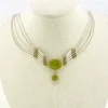 Sterling Silver Green Turquoise Multi Strand Liquid Silver Necklace