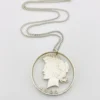 1922 Peace Dollar Liberty silhouette pendant necklace hand cut silver coin