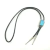 Native American Turquoise Sterling Silver Bolo Tie Signed JJ Navajo