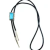Native American Turquoise Sterling Silver Bolo Tie Signed JJ Navajo