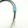 Native American Turquoise Sterling Silver Bolo Tie Signed JJ Navajo