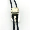 Native American Turquoise Sterling Silver Bolo Tie Signed JJ Navajo