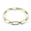 Vintage Mexican sterling silver and brass link bracelet with chunky mixed metal chain links