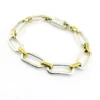 Vintage Mexican sterling silver and brass link bracelet with chunky mixed metal chain links
