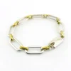 Vintage Mexican sterling silver and brass link bracelet with chunky mixed metal chain links