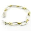 Vintage Mexican sterling silver and brass link bracelet with chunky mixed metal chain links