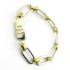 Vintage Mexican sterling silver and brass link bracelet with chunky mixed metal chain links