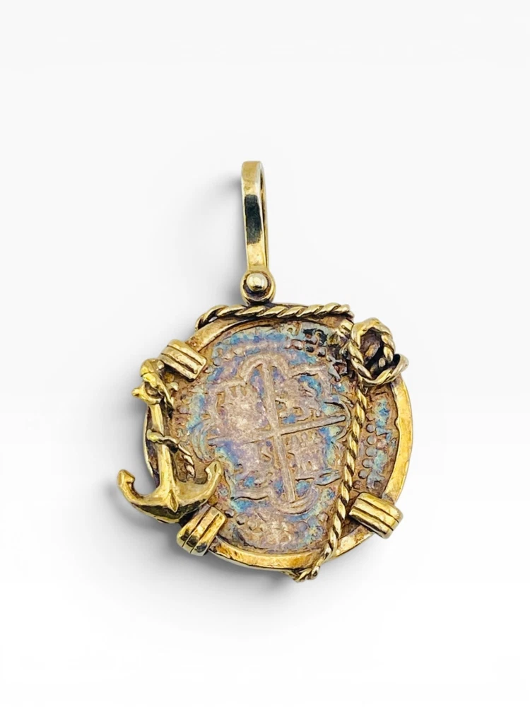 Replica Atocha 8 Reales Treasure Coin Pendant Vermeil Nautical Setting