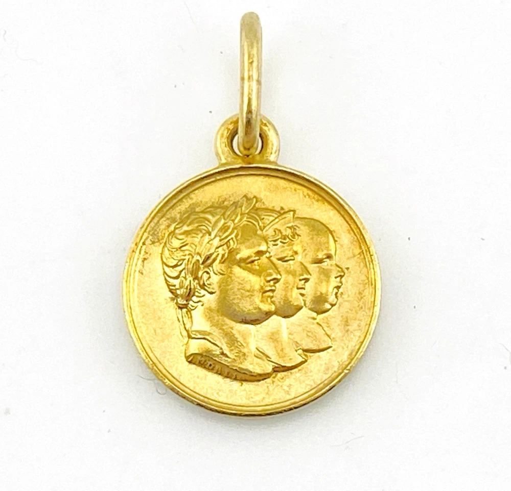 French Napoleon Family Coin Pendant in Gold Vermeil